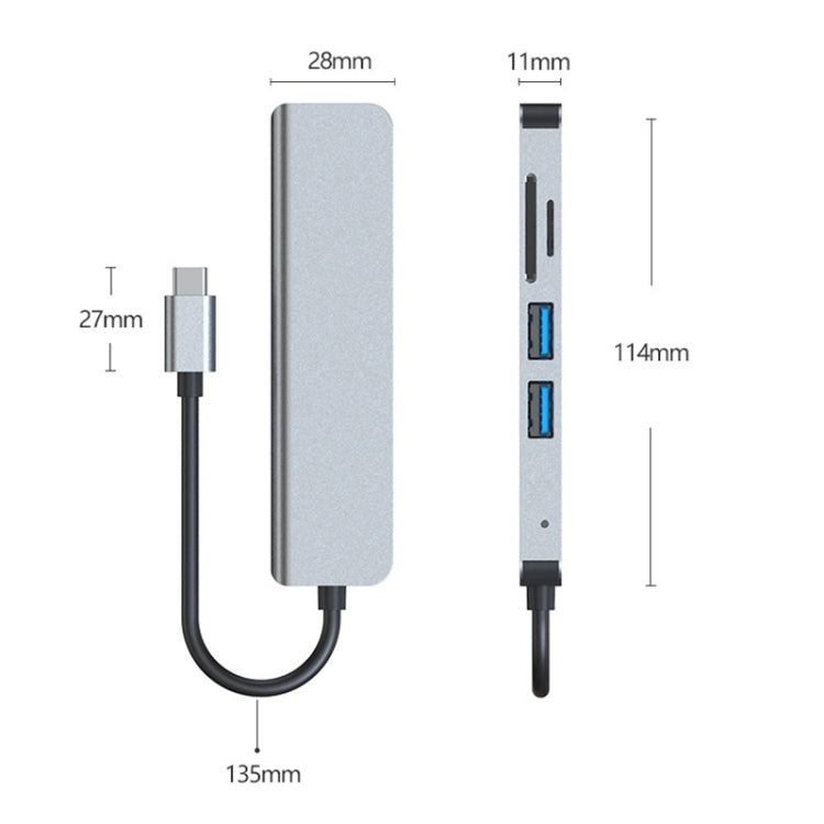 5 in 1 USB-C / Type-C to 4K HDMI + SD / TF Card Slot + USB 2.0 + USB 3.0 Multifunctional Docking Station HUB - USB HUB by PMC Jewellery | Online Shopping South Africa | PMC Jewellery | Buy Now Pay Later Mobicred