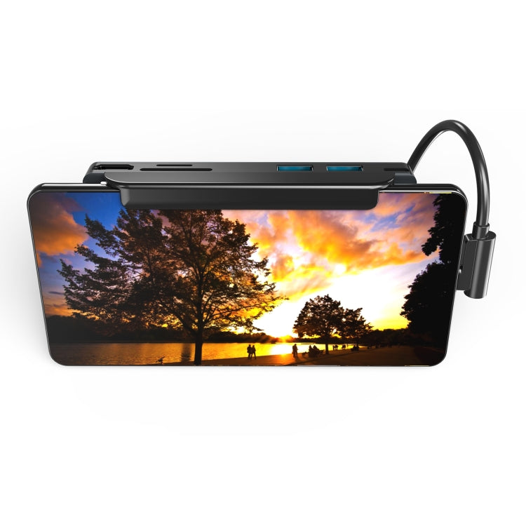 AD-065 6 in 1 USB-C / Type-C to 4K HDMI + SD / TF Card Slot + Type-C + 2 USB 3.0 Back Clip Style Multifunctional Docking Station HUB - USB HUB by PMC Jewellery | Online Shopping South Africa | PMC Jewellery | Buy Now Pay Later Mobicred