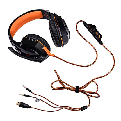 KOTION EACH G2000 Over-ear Game Gaming Headphone Headset Earphone Headband with Mic Stereo Bass LED Light for PC Gamer,Cable Length: About 2.2m(Orange + Black) - Multimedia Headset by KOTION EACH | Online Shopping South Africa | PMC Jewellery | Buy Now Pay Later Mobicred