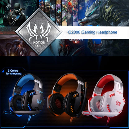 KOTION EACH G2000 Over-ear Game Gaming Headphone Headset Earphone Headband with Mic Stereo Bass LED Light for PC Gamer,Cable Length: About 2.2m(Orange + Black) - Multimedia Headset by KOTION EACH | Online Shopping South Africa | PMC Jewellery | Buy Now Pay Later Mobicred