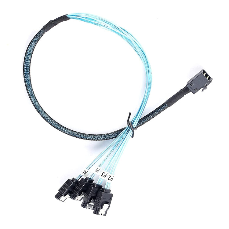 Mini SAS SFF-8643 Host to 7-Pin 4 SATA Target Hard Disk 6Gbps Data Server Raid Cable, Length: 1m - eSATA & SATA & IDE by PMC Jewellery | Online Shopping South Africa | PMC Jewellery | Buy Now Pay Later Mobicred