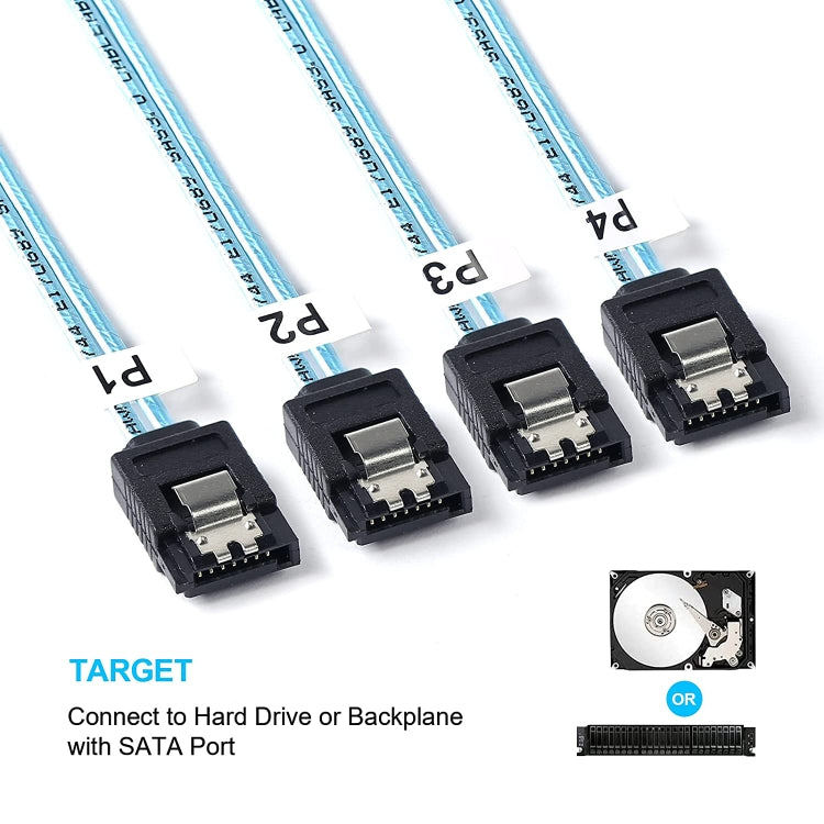 Mini SAS SFF-8643 Host to 7-Pin 4 SATA Target Hard Disk 6Gbps Data Server Raid Cable, Length: 1m - eSATA & SATA & IDE by PMC Jewellery | Online Shopping South Africa | PMC Jewellery | Buy Now Pay Later Mobicred