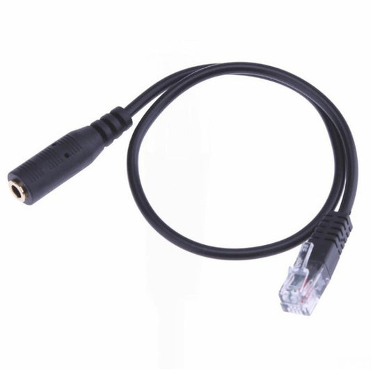 3.5mm Jack to RJ9 PC / Mobile Phones Headset to Office Phone Adapter Convertor Cable, Length: 32cm(Black) - Others by PMC Jewellery | Online Shopping South Africa | PMC Jewellery | Buy Now Pay Later Mobicred