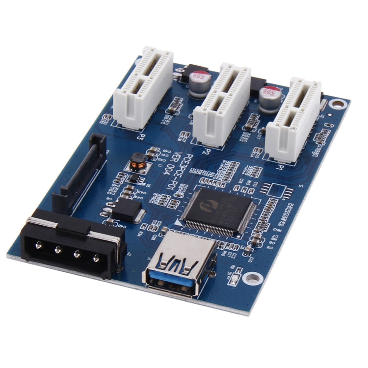 PCI-E 1 to 3 PCI Express 1 Slots Riser Card 3 PCI-E Slot Adapter PCI-E Port Multiplier Card with 60cm USB Cable(Blue) -  by PMC Jewellery | Online Shopping South Africa | PMC Jewellery | Buy Now Pay Later Mobicred