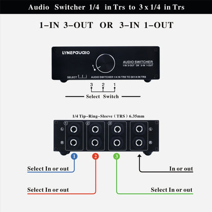 B833 Passive Speaker Stereo Switch Loudspeaker,  1 Input and 3 Output or 3 Input and 1 Output (Black) -  by PMC Jewellery | Online Shopping South Africa | PMC Jewellery | Buy Now Pay Later Mobicred