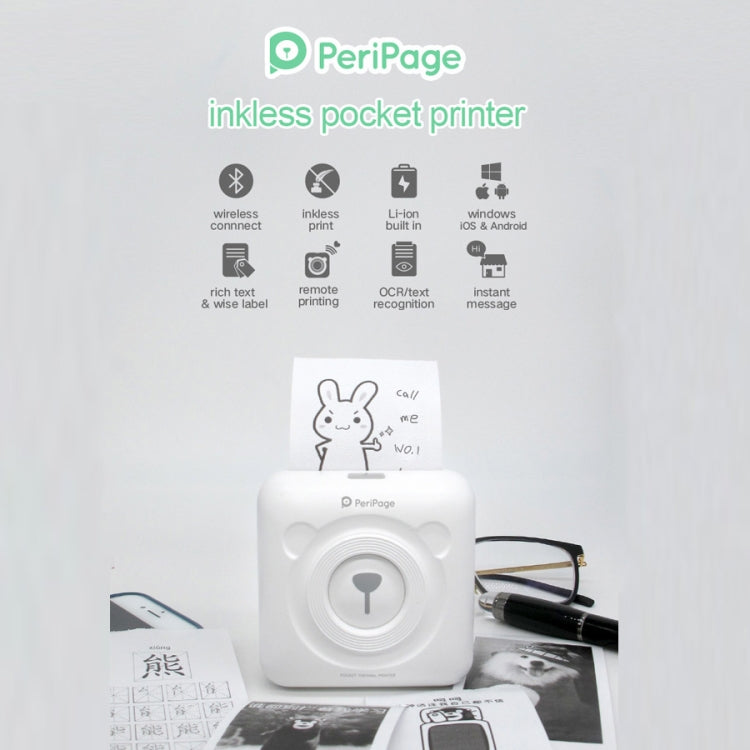 Peripage A6 Portable Inkless Pocket Thermal Bluetooth Printer(White) - Printer by PMC Jewellery | Online Shopping South Africa | PMC Jewellery | Buy Now Pay Later Mobicred