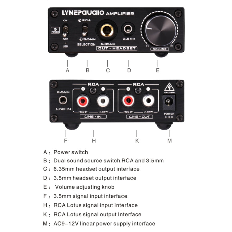 LINEPAUDIO B899 Pre-stage Stereo Signal Amplifier Booster Dual Sound Source Headphone Amplifier 2 in 3 out with Volume Control (Black) -  by PMC Jewellery | Online Shopping South Africa | PMC Jewellery | Buy Now Pay Later Mobicred