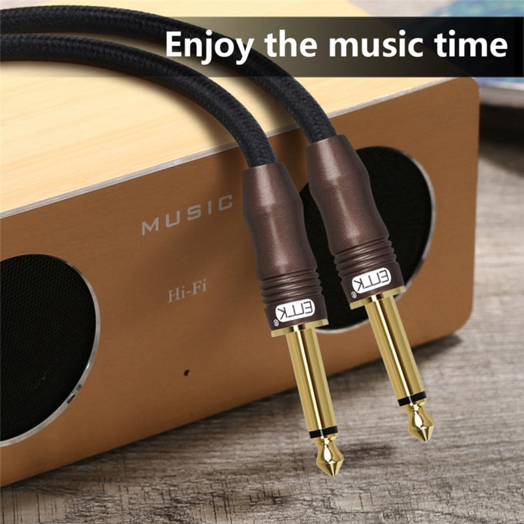 EMK 6.35mm Male to Male 3 Section Gold-plated Plug Cotton Braided Audio Cable for Guitar Amplifier Mixer, Length: 1.5m(Black) - Microphone Audio Cable & Connector by EMK | Online Shopping South Africa | PMC Jewellery | Buy Now Pay Later Mobicred