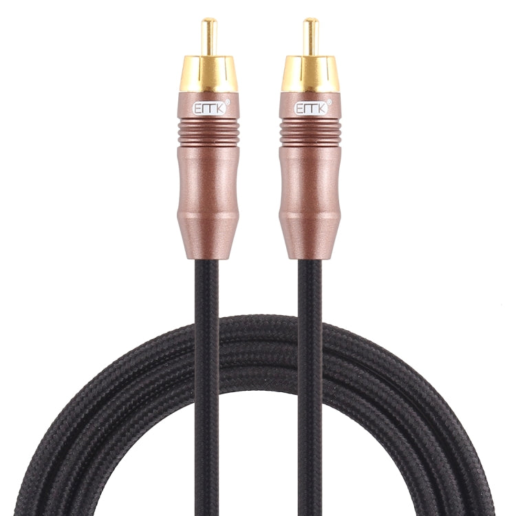 EMK 8mm RCA Male to 6mm RCA Male Gold-plated Plug Cotton Braided Audio Coaxial Cable for Speaker Amplifier Mixer, Length: 2m(Black) - Microphone Audio Cable & Connector by EMK | Online Shopping South Africa | PMC Jewellery | Buy Now Pay Later Mobicred