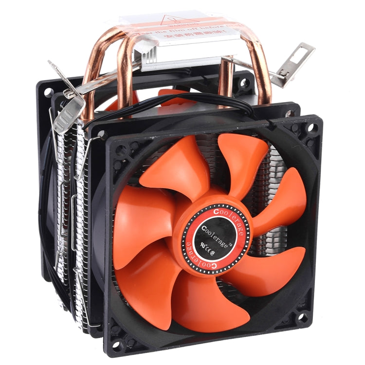 CoolAge AMD CPU Heatsink Hydraulic Bearing Cooling Fan Double Cooling Fan 3 Pin for Intel LGA775 115X AM2 AM3 AM4 FM1 FM2 1366 - Fan Cooling by PMC Jewellery | Online Shopping South Africa | PMC Jewellery | Buy Now Pay Later Mobicred