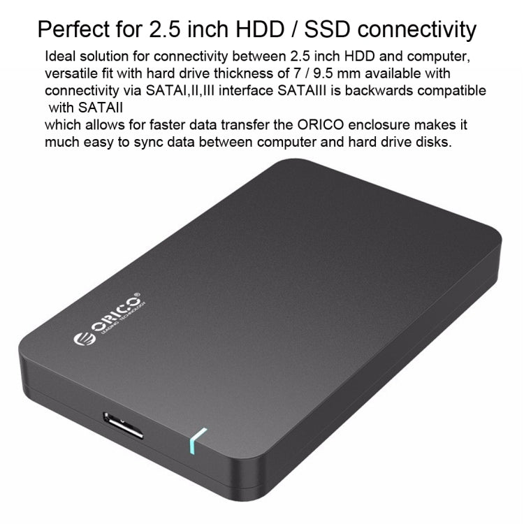 ORICO 2569S3 USB3.0 Micro-B External Hard Disk Box Storage Case for 9.5mm 2.5 inch SATA HDD / SSD(Black) - HDD Enclosure by ORICO | Online Shopping South Africa | PMC Jewellery | Buy Now Pay Later Mobicred