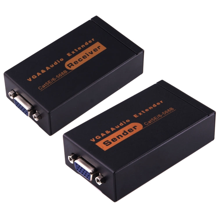 VGA & Audio Extender 1920x1440 HD 100m Cat5e / 6-568B Network Cable Sender Receiver Adapter, UK Plug - VGA Extender by PMC Jewellery | Online Shopping South Africa | PMC Jewellery | Buy Now Pay Later Mobicred