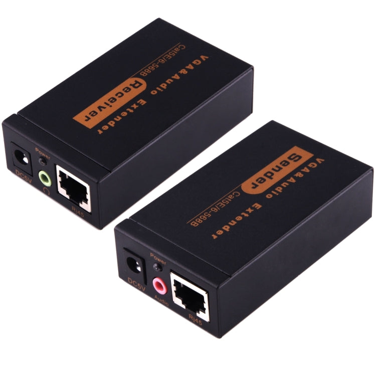 VGA & Audio Extender 1920x1440 HD 100m Cat5e / 6-568B Network Cable Sender Receiver Adapter, UK Plug - VGA Extender by PMC Jewellery | Online Shopping South Africa | PMC Jewellery | Buy Now Pay Later Mobicred