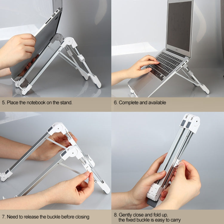 Aluminum Alloy Laptop Height Extender Holder Stand Folding Portable Computer Heat Dissipation Bracket, Size: 24.5x3.3x2.8cm (White) - MacBook Holder by PMC Jewellery | Online Shopping South Africa | PMC Jewellery | Buy Now Pay Later Mobicred