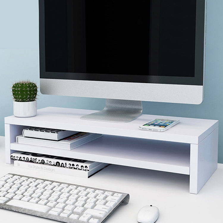 2 Layers Wooden Monitor Stand PC Computer Screen Monitor Riser, B Version (White) - Laptop Stand by PMC Jewellery | Online Shopping South Africa | PMC Jewellery | Buy Now Pay Later Mobicred