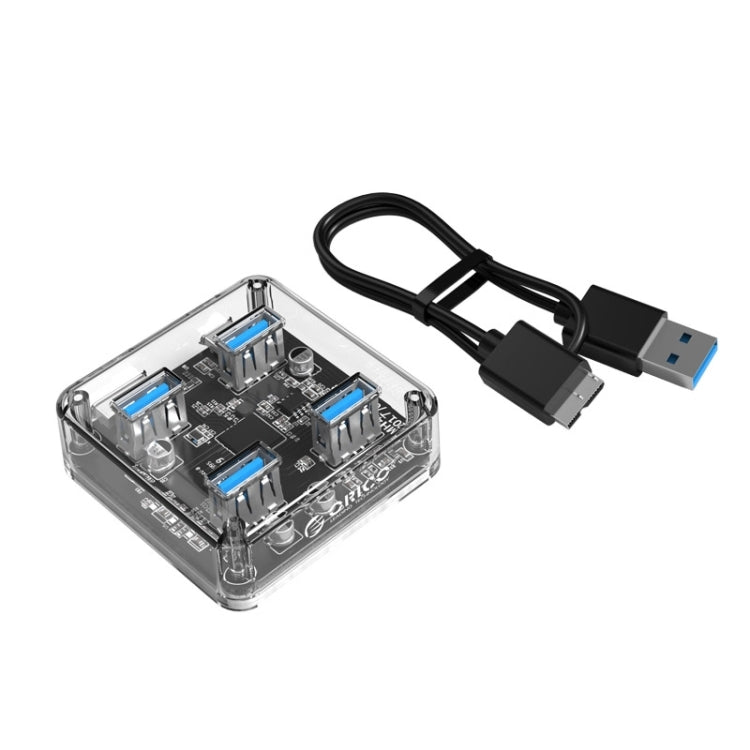 ORICO MH4U-100 USB 3.0 Transparent Desktop HUB with 100cm Micro USB Cable - USB 3.0 HUB by ORICO | Online Shopping South Africa | PMC Jewellery | Buy Now Pay Later Mobicred