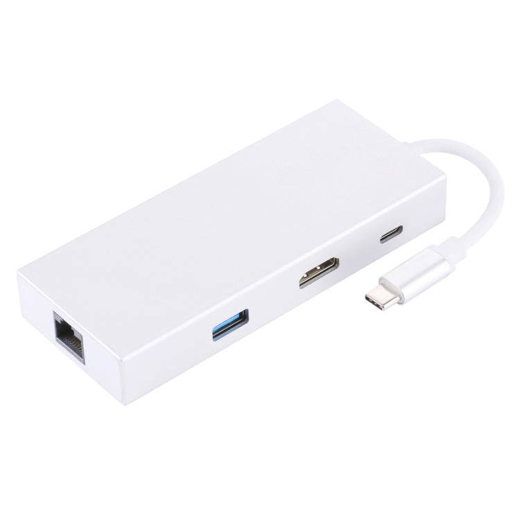 USB-C / Type-C to HDMI & RJ45 & 2 x USB 3.0 & SD & Micro SD Card Reader Adapter HUB with USB-C / Type-C Charging, For Macbook / New Macbook Pro / Huawei Matebook - Card Reader by PMC Jewellery | Online Shopping South Africa | PMC Jewellery | Buy Now Pay Later Mobicred