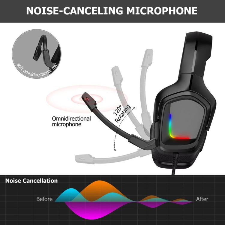 K20i Stereo Gaming Headset with Microphone RGB Light for XBox One / Laptop Tablet (Black) - Multimedia Headset by PMC Jewellery | Online Shopping South Africa | PMC Jewellery | Buy Now Pay Later Mobicred