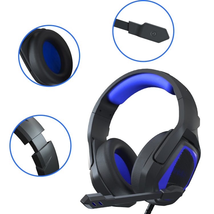 SADES MH602 3.5mm Plug Wire-controlled E-sports Gaming Headset with Retractable Microphone, Cable Length: 2.2m(Black Blue) - Multimedia Headset by SADES | Online Shopping South Africa | PMC Jewellery | Buy Now Pay Later Mobicred