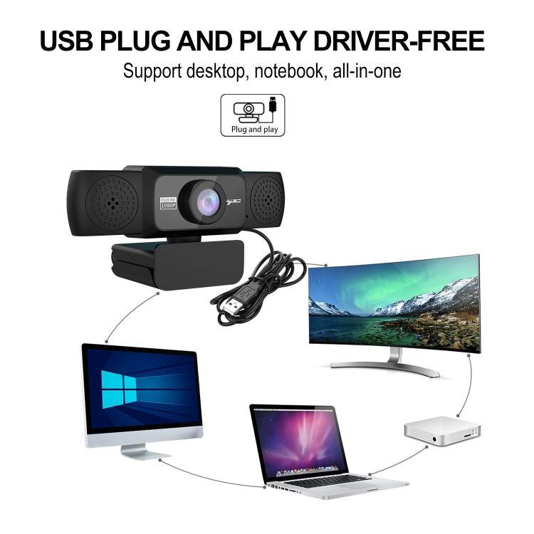 HXSJ S5 1080P Adjustable HD Video Webcam PC Camera with Microphone(Black) - HD Camera by HXSJ | Online Shopping South Africa | PMC Jewellery | Buy Now Pay Later Mobicred