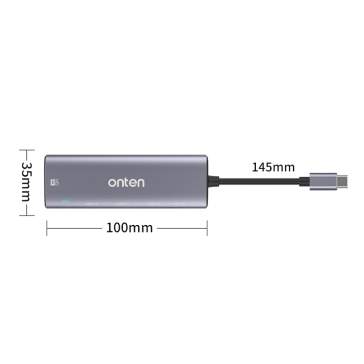 Onten OT-95123 5 in 1 Multifunctional Type-C + USB + HDMI Docking Station, Cable Length: 145mm(Silver) - USB HUB by Onten | Online Shopping South Africa | PMC Jewellery | Buy Now Pay Later Mobicred