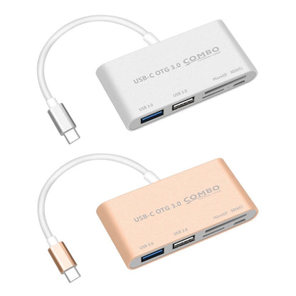 COMBO T-693 5 in 1 USB-C / Type-C to SD / TF / Micro SD Card Slot + USB 3.0 + USB 2.0Ports OTG HUB Card Reader(Silver) - USB HUB by PMC Jewellery | Online Shopping South Africa | PMC Jewellery | Buy Now Pay Later Mobicred