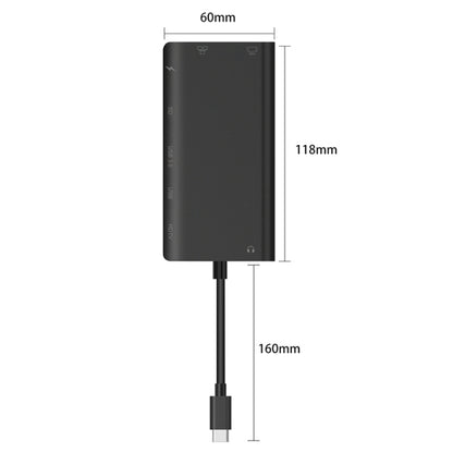 Onten 9591BD 8 in 1 USB-C / Type-C to PD USB-C / Type-C Charging + 100M Ethernet Port + Dual USB 3.0 + HDMI + VGA + SD Card Slot + 3.5mm AUX HUB (Black) - USB HUB by Onten | Online Shopping South Africa | PMC Jewellery | Buy Now Pay Later Mobicred