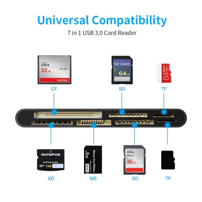 Rocketek CR7 USB3.0 Multi-function Card Reader CF / XD / MS / SD / TF Card 7 in 1 -  by ROCKETEK | Online Shopping South Africa | PMC Jewellery | Buy Now Pay Later Mobicred