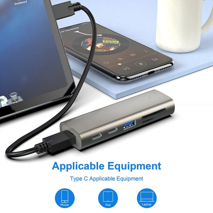 Rocketek HC463 USB3.1 Gen2  to Type-C 3.1 + USB 3.1 + SD / TF 6 in 1 HUB Adapter - USB HUB by ROCKETEK | Online Shopping South Africa | PMC Jewellery | Buy Now Pay Later Mobicred