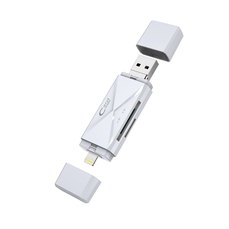 ADS-208 8 Pin+USB+Micro USB Multi-function Card Reader (Silver) -  by PMC Jewellery | Online Shopping South Africa | PMC Jewellery | Buy Now Pay Later Mobicred