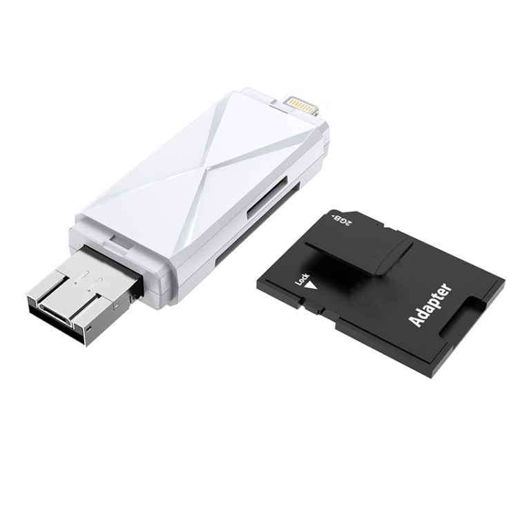 ADS-208 8 Pin+USB+Micro USB Multi-function Card Reader (Silver) -  by PMC Jewellery | Online Shopping South Africa | PMC Jewellery | Buy Now Pay Later Mobicred