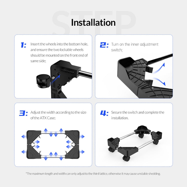 ORICO CPB4-BK-BP Computer Host Bracket with Wheels (Black) - Host Bracket by ORICO | Online Shopping South Africa | PMC Jewellery | Buy Now Pay Later Mobicred