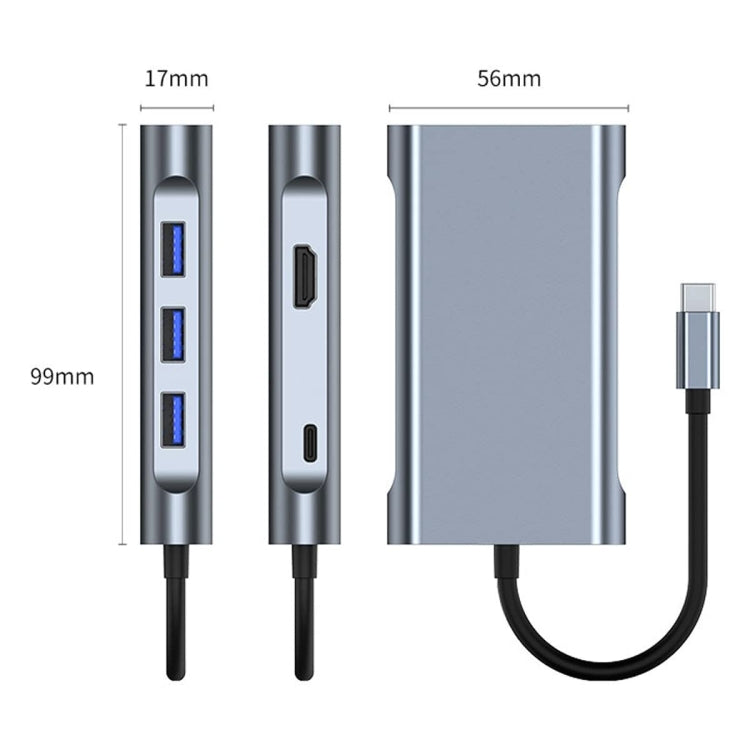 BYL-2111U3 7 in 1 USB-C / Type-C to USB Docking Station HUB Adapter (Silver) - USB HUB by PMC Jewellery | Online Shopping South Africa | PMC Jewellery | Buy Now Pay Later Mobicred