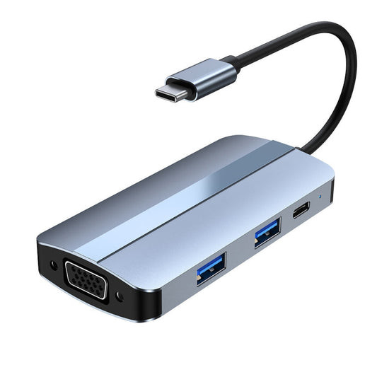 BYL-2106 7 in 1 USB-C / Type-C to USB Docking Station HUB Adapter (Silver) - USB HUB by PMC Jewellery | Online Shopping South Africa | PMC Jewellery | Buy Now Pay Later Mobicred