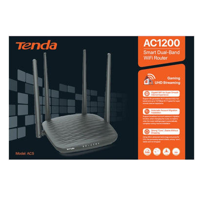 Tenda AC5 1200Mbps 2.4 / 5GHz Dual-Band Router Fast Ethernet Repeater Wireless Router Global version - Wireless Routers by Tenda | Online Shopping South Africa | PMC Jewellery | Buy Now Pay Later Mobicred