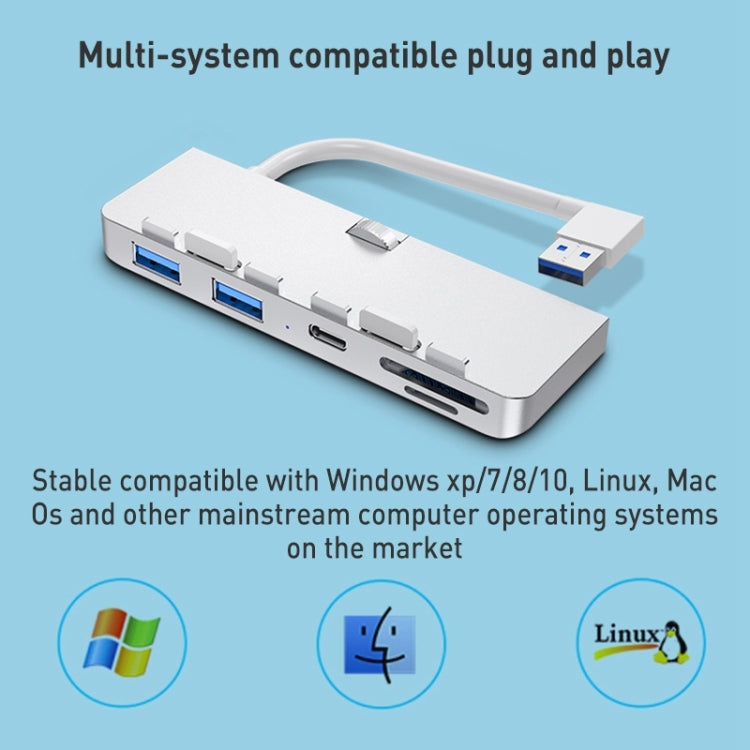 Rocketek HC413 Type-C + USB3.0 x 2 + SD / TF Card Reader HUB Adapter - USB 3.0 HUB by ROCKETEK | Online Shopping South Africa | PMC Jewellery | Buy Now Pay Later Mobicred