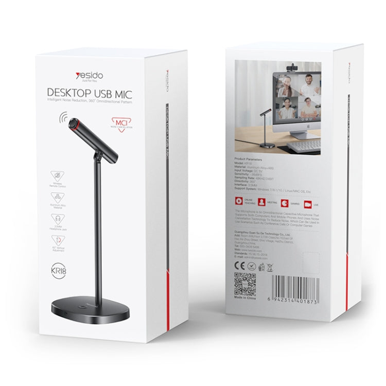 YESIDO KR18 360 Degree Omnidirectional Desktop Noise USB Canceling Microphone - Microphone by Yesido | Online Shopping South Africa | PMC TechLife | Buy Now Pay Later Mobicred