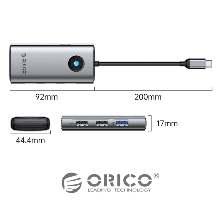ORICO ORICO-PW11-6PCR R45 Type-C / USB-C 6-in-1 5Gbps Multifunction Docking Station (Silver) - USB HUB by ORICO | Online Shopping South Africa | PMC TechLife | Buy Now Pay Later Mobicred