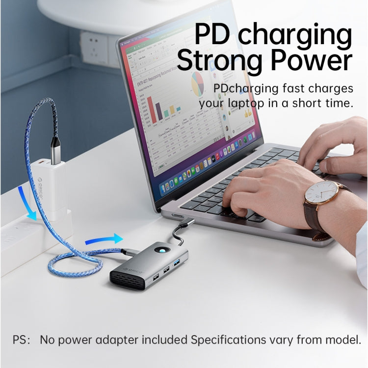 ORICO ORICO-PW11-6PCR R45 Type-C / USB-C 6-in-1 5Gbps Multifunction Docking Station (Silver) - USB HUB by ORICO | Online Shopping South Africa | PMC TechLife | Buy Now Pay Later Mobicred