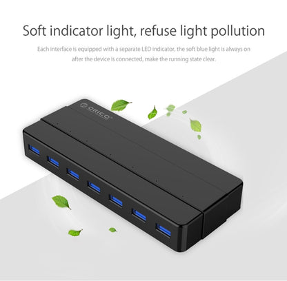 ORICO H7928-U3 ABS Material Desktop 7 Ports USB 3.0 HUB with 1m Cable(Black) - USB 3.0 HUB by ORICO | Online Shopping South Africa | PMC Jewellery | Buy Now Pay Later Mobicred