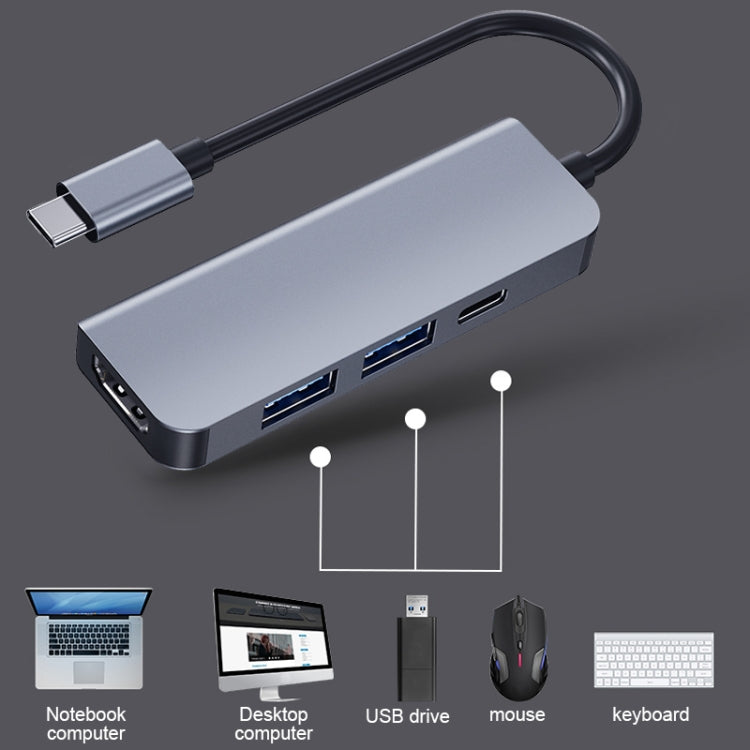 2008N 4 In 1 USB 3.0 x2 + HDMI + PD Multi-function Intelligent Type-C / USB-C HUB Docking Station - USB HUB by PMC Jewellery | Online Shopping South Africa | PMC Jewellery | Buy Now Pay Later Mobicred