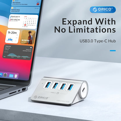 ORICO M3U4 Aluminum Alloy 4-Port USB 3.2 Gen1 5Gbps HUB (Silver) - USB 3.0 HUB by ORICO | Online Shopping South Africa | PMC Jewellery | Buy Now Pay Later Mobicred