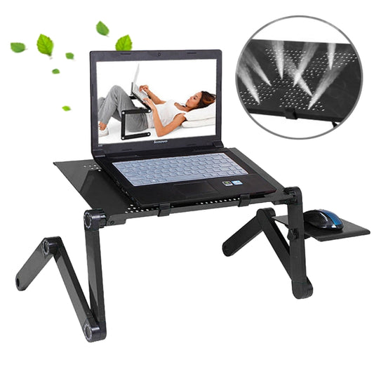 Portable 360 Degree Adjustable Foldable Aluminium Alloy Desk Stand with Mouse Pad for Laptop / Notebook, without CPU Fans(Black) - Laptop Stand by PMC Jewellery | Online Shopping South Africa | PMC Jewellery | Buy Now Pay Later Mobicred