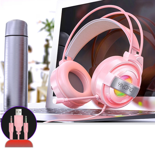 YINDIAO Q3 USB + Dual 3.5mm Wired E-sports Gaming Headset with Mic & RGB Light, Cable Length: 1.67m(Pink) - Multimedia Headset by YINDIAO | Online Shopping South Africa | PMC Jewellery | Buy Now Pay Later Mobicred