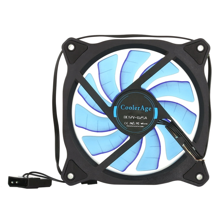 Color LED 12cm 3pin Computer Components Chassis Fan Computer Host Cooling Fan Silent Fan Cooling, with Power Connection Cable & Blue Light(Blue) - Fan Cooling by PMC Jewellery | Online Shopping South Africa | PMC Jewellery | Buy Now Pay Later Mobicred