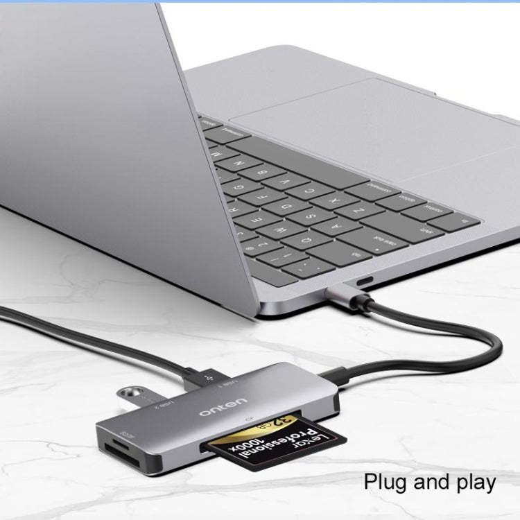 Onten 91882 5 In 1 USB3.0 x3 + SD + TF + CF Type-C / USB-C OTG Multi-function Card Reader - Card Reader by Onten | Online Shopping South Africa | PMC Jewellery | Buy Now Pay Later Mobicred