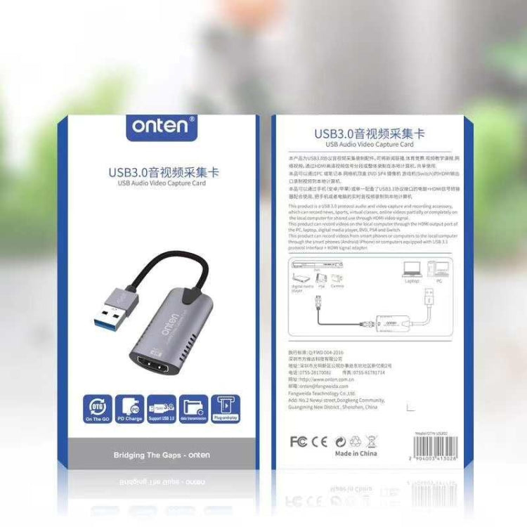 Onten US302 USB3.0 Audio Video Capture Card - Video Capture Solutions by Onten | Online Shopping South Africa | PMC Jewellery | Buy Now Pay Later Mobicred