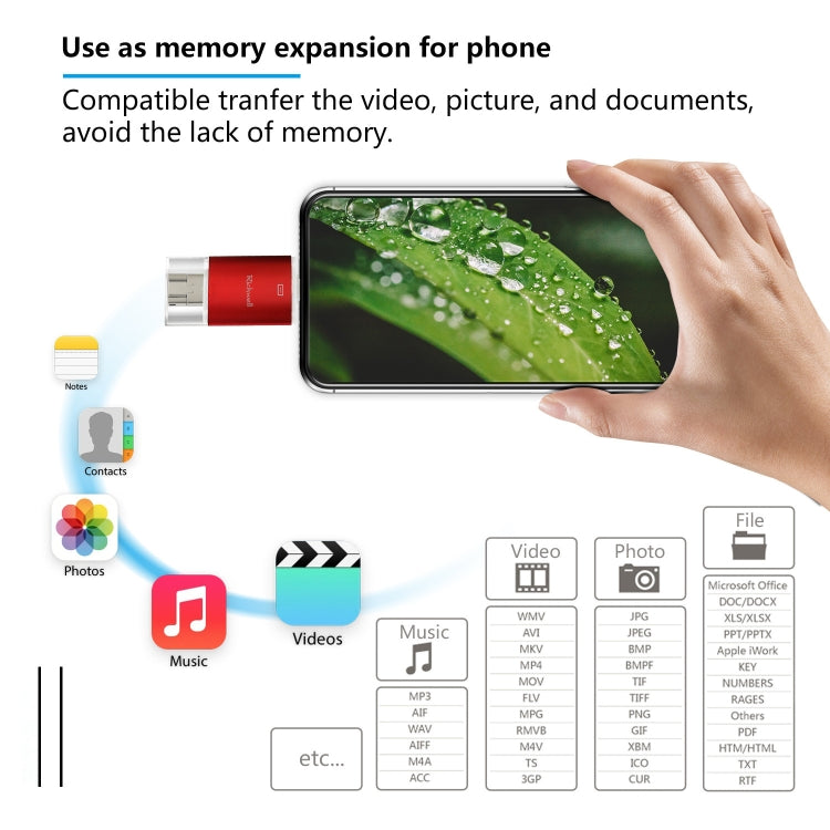 Richwell 3 in 1 64G Type-C + 8 Pin + USB 3.0 Metal Double Cover Push-pull Flash Disk with OTG Function(Black) - free shipping - PMC Jewellery - Order now!