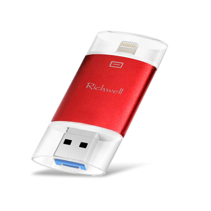 Richwell 3 in 1 32G Type-C + 8 Pin + USB 3.0 Metal Double Cover Push-pull Flash Disk with OTG Function(Red) - U Disk & Card Reader by Richwell | Online Shopping South Africa | PMC Jewellery | Buy Now Pay Later Mobicred