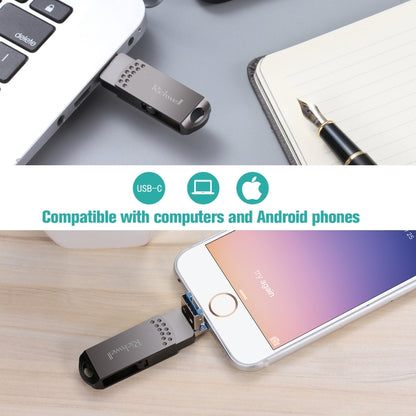 Richwell 16G Type-C + 8 Pin + USB 3.0 Metal Flash Disk with OTG Function(Silver) - U Disk & Card Reader by Richwell | Online Shopping South Africa | PMC Jewellery | Buy Now Pay Later Mobicred